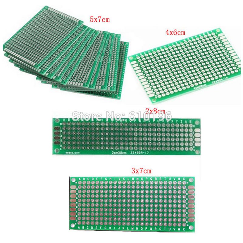 4pcs 5x7 4x6 3x7 2x8 cm double Side Copper prototype pcb Universal Board for Arduino