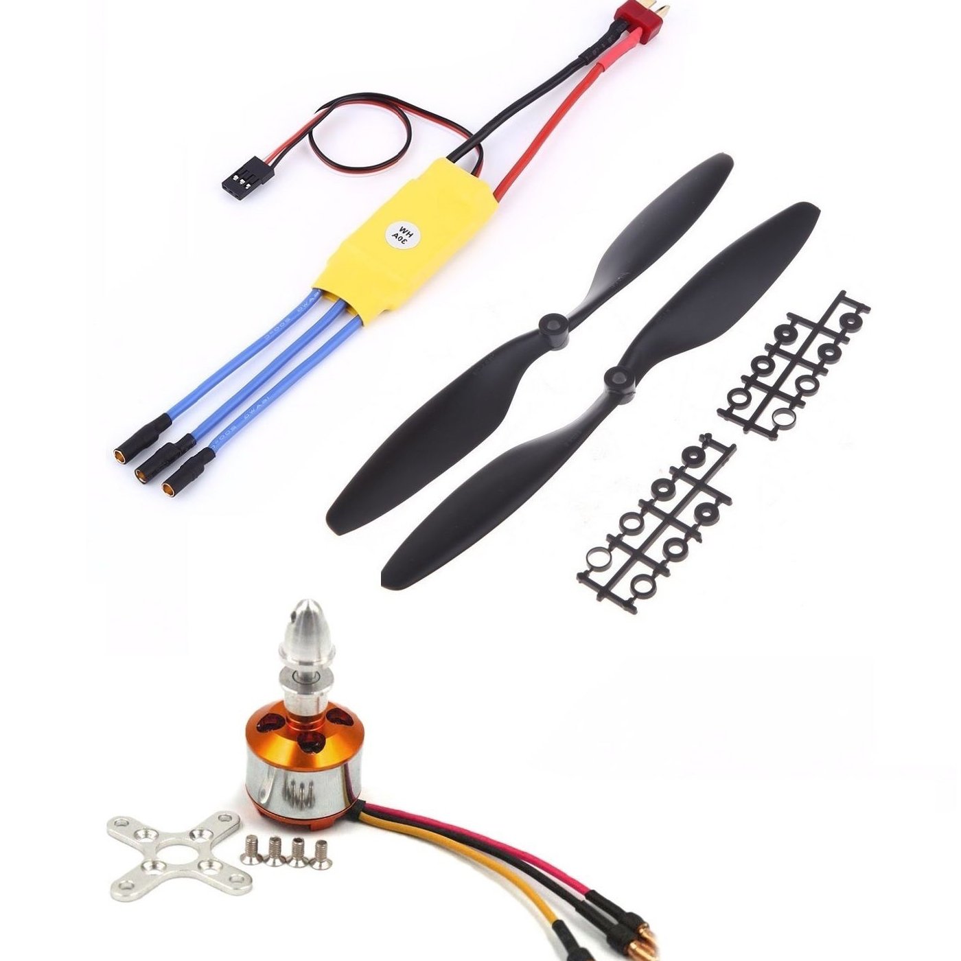 4pcs BLDC Brushless Motor A2212/10T 1800KV 30A ESC 1045 Propeller set Quadcopter