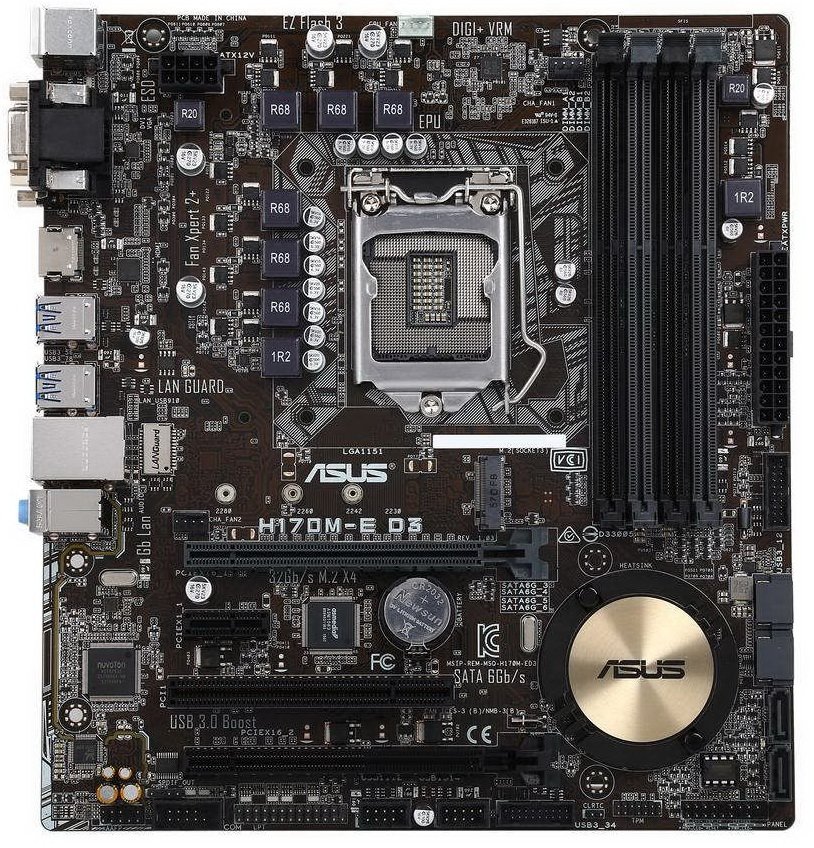 ASUS H170M-E D3 LGA 1151 Intel H170 HDMI SATA 6Gb/s USB 3.0 uATX Intel Motherboard
