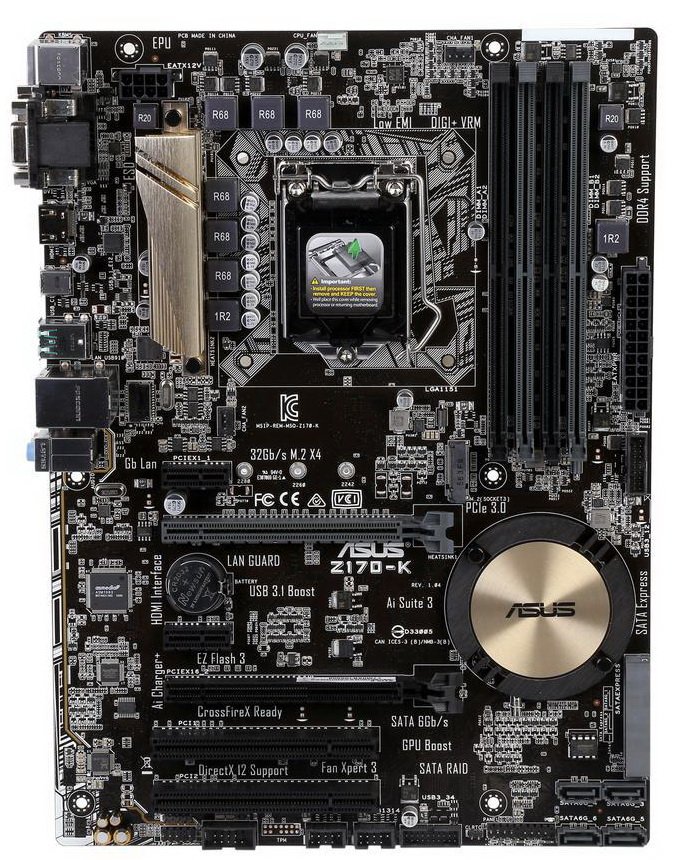 ASUS Z170-K LGA 1151 Intel Z170 HDMI SATA 6Gb/s USB 3.1 USB 3.0 ATX Intel Motherboard