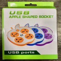 Apple shape socket spike guard (4 socket with 2 USB) with long wire