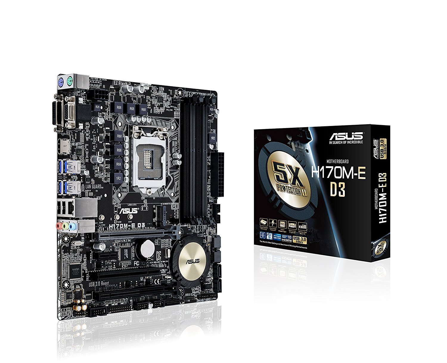 ASUS H170M-E D3 LGA 1151 Intel H170 HDMI SATA 6Gb/s USB 3.0 uATX Intel Motherboard - Image 2