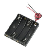 Black 4 x AA Battery Holder Storage Case Box w Wire Leads