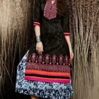 Black & White Chanderi Silk Embroidered Salwar Suit
