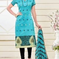 Black and Sky Blue Jacquard Embroidered Salwar Suit
