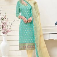 Sky Blue Jacquard Embroidered Salwar Suit