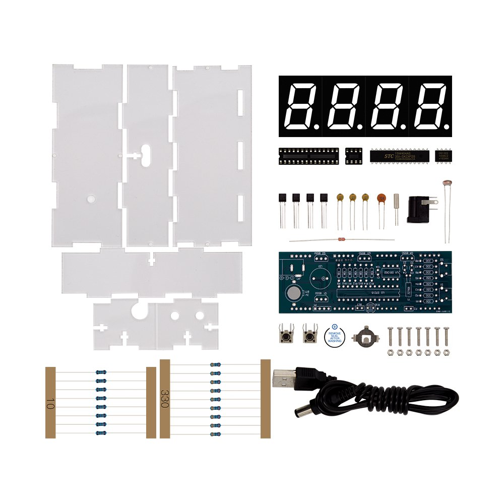 Blue LED Electronic Clock Time Thermometer Microcontroller Digital Clock DIY Kit With Tutorial - Image 2