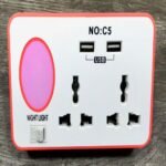 C5 USB night light charger with 2 socket, 2 USB and night light function