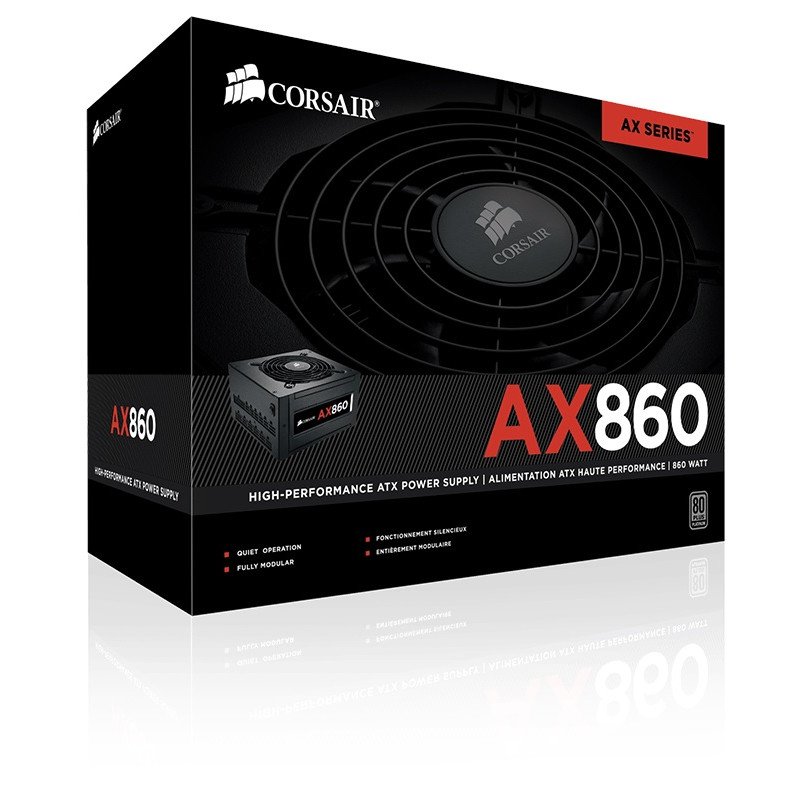 CORSAIR SMPS AX860 - 860 WATT 80 PLUS PLATINUM CERTIFICATION FULLY MODULAR