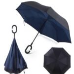 Double Layer, Reverse Folding, C-Shaped Handle Umbrella with button in Plain color and Design Patterns
