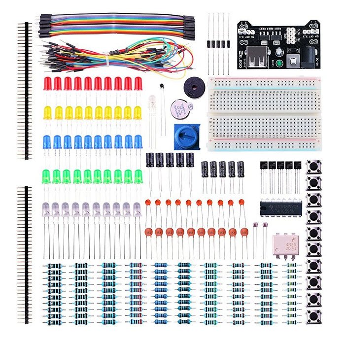 Electronic Fun Kit For Arduino Bundle with Breadboard Cable Resistor Capacitor LEDs