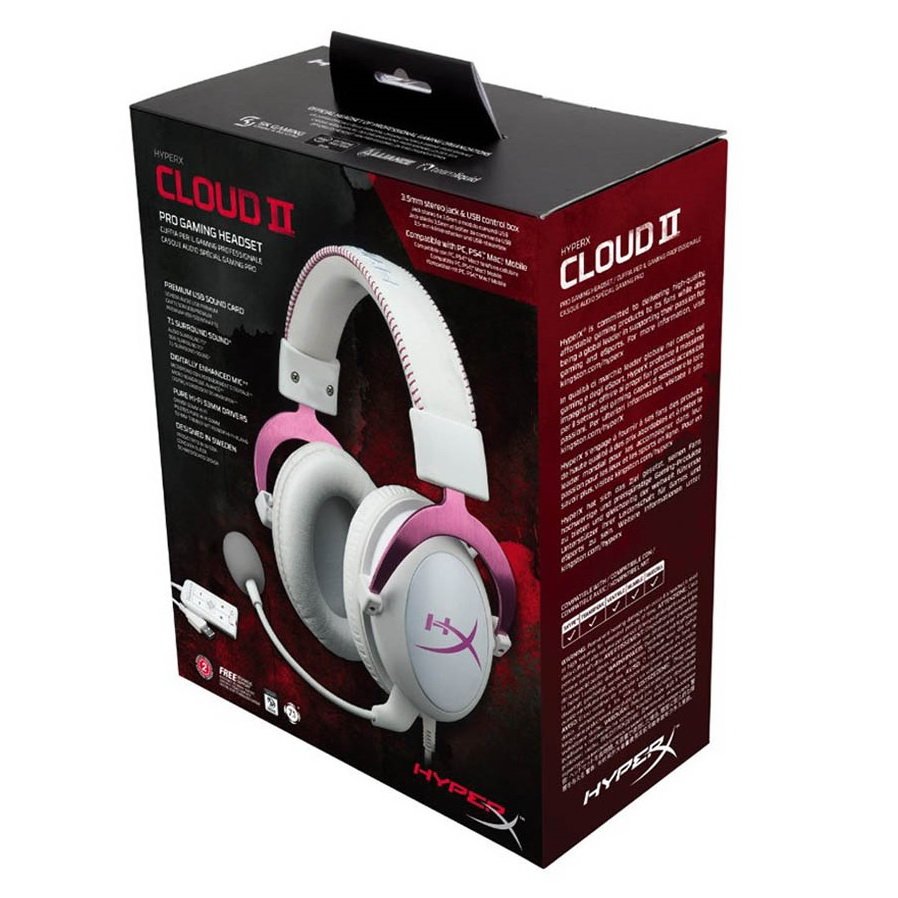 HYPERX CLOUD II GAMING HEADSET FOR PC & PS4 PINK-WHITE KHX-HSCP-PK