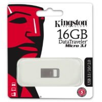 Kingston Digital 16GB DTMicro USB 3.1/3.0 Type-A Metal Ultra-Compact Flash Pen Drive