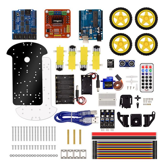 KuongShun 4WD Bluetooth Multi-functional DIY Smart Car kit +User Manual+PDF+ Video+screwdriver For Arduino Robot Car Starter