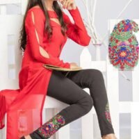 Embroidered Grey Legging with Multi Embroidery