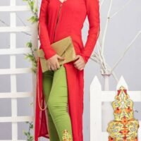 Embroidered Green Legging with Floral Embroidery