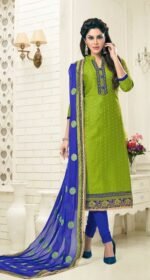Party Wear Green&Royal Blue Dress Material With Heavy Dupatta