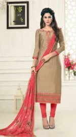Party Wear Peach Salwar Suit With Heavy Dupatta