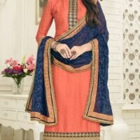 Party Wear Blue&Orange Dress Material With Heavy Dupatta