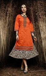 Orange Chanderi Silk Embroidered Salwar Suit