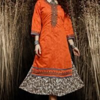 Orange Chanderi Silk Embroidered Salwar Suit