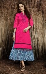 Pink & White Chanderi Silk Embroidered Salwar Suit