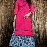 Pink & White Chanderi Silk Embroidered Salwar Suit