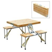 Portable WOODEN Folding Picnic Table with 4 seat for indoor / outdoor multipurpose use
