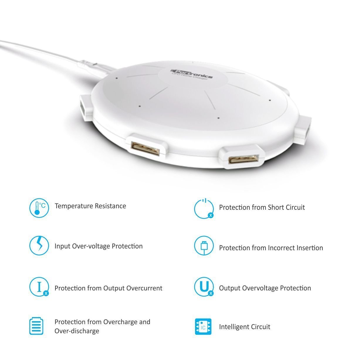 Portronics POR 343 UFO Home Charger 6 Ports 8A Charging Station - White - Image 2