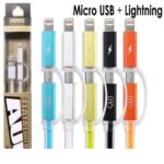 Remax AURORA 2 in 1 high speed charging cable for iphones and android smartphones