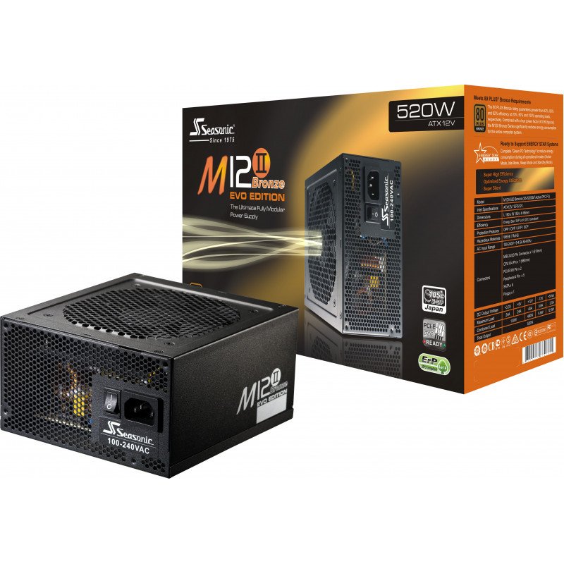 SEASONIC M12II-520 EVO SMPS -- EVO SERIES 520 WATT 80 PLUS® BRONZE CERTIFICATION