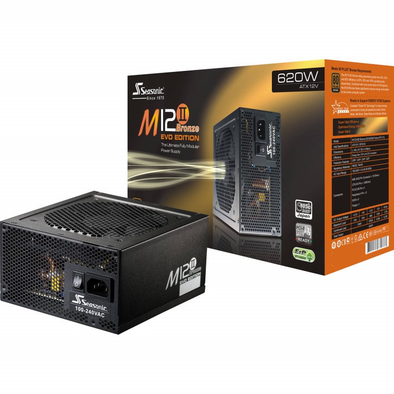 SEASONIC M12II-620 EVO SMPS -- EVO SERIES 620 WATT 80 PLUS® BRONZE CERTIFICATION