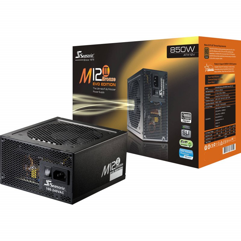SEASONIC M12II-850 EVO SMPS -- M12II EVO SERIES 850 WATT 80 PLUS® BRONZE CERTIFICATION