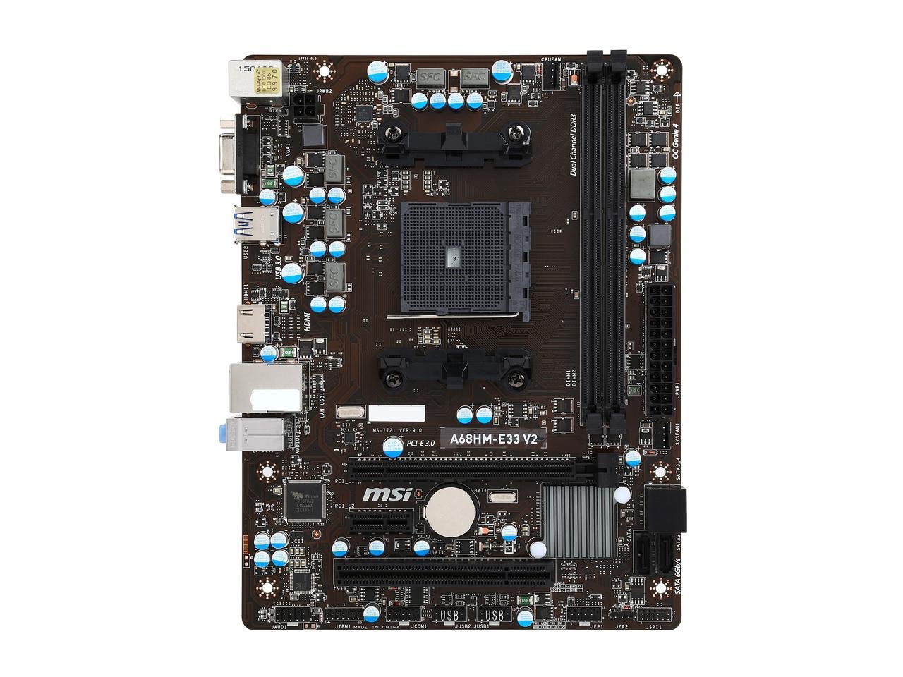 MSI A68HM-E33 V2 FM2+ AMD A68H SATA 6Gb/s USB 3.0 HDMI Micro ATX AMD Motherboard - Image 3