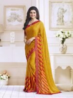 Satin Georgette Prachi Desai Yellow Saree