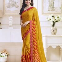 Satin Georgette Prachi Desai Yellow Saree