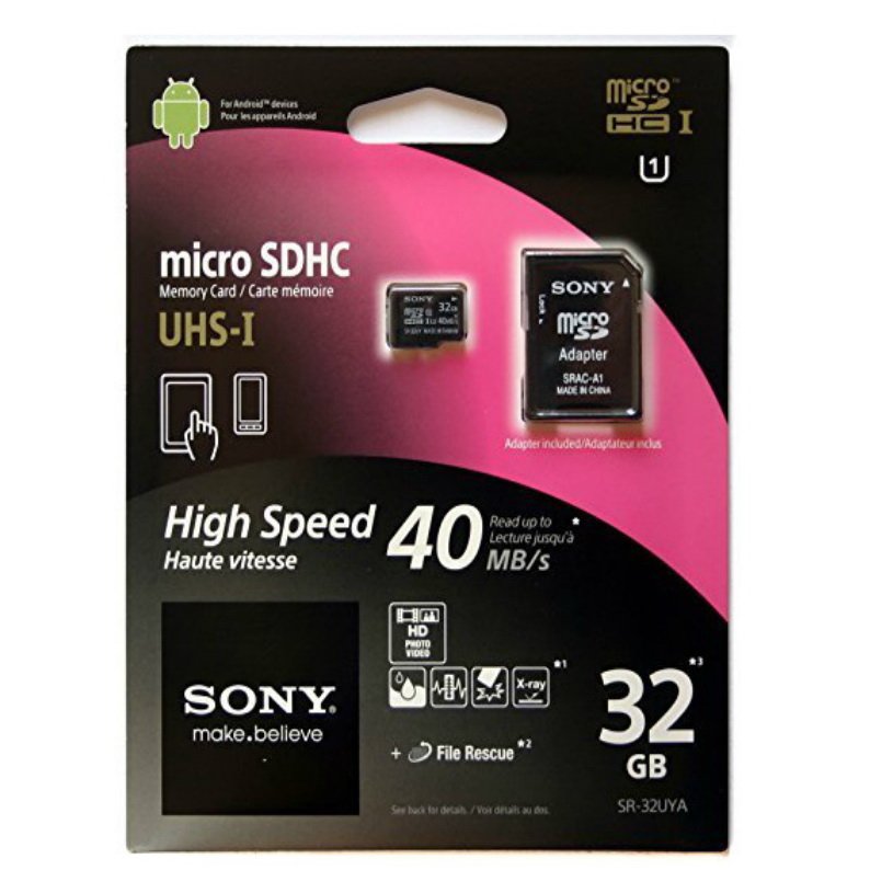 Sony 32GB MicroSD Class 10 40 MB/s UHS-1 High Speed Memory Card