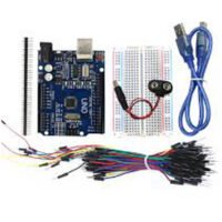 Starter Kit for arduino Uno R3 - Bundle of 5 Items Uno R3 Breadboard, Jumper Wires USB Cable and 9V Battery Connector UNO R3 kit