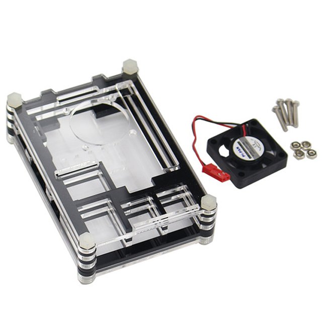 Transparent Acrylic Case Protective Shell Cover Box with Mini Cooling Fan for Raspberry Pi 2 3 Model B and B+ (B Plus) Board