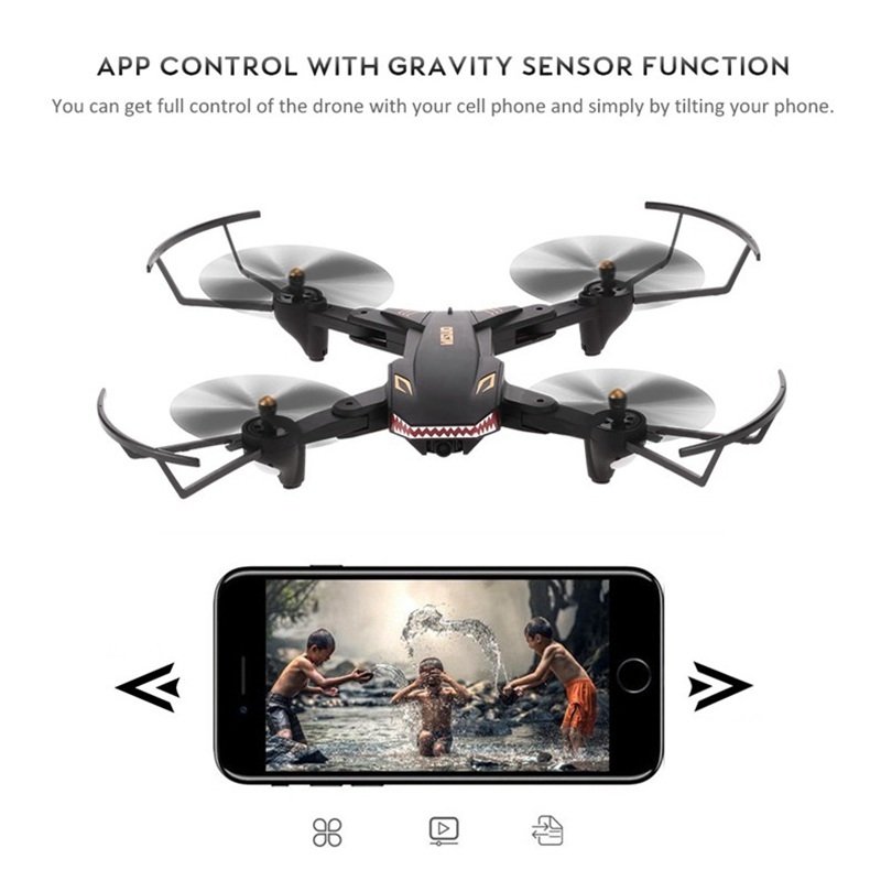 VISUO XS809S Battle Sharks Foldable RC Quadcopter WiFi FPV 2.0MP HD Wide Angle Camera Selfie Drone RTF - Image 3