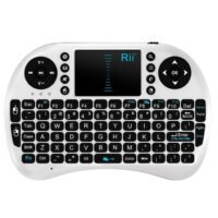 White Rii mini i8 2.4G Wireless Keyboard Remote Control Touchpad without Battery for AAA Diposable Dry Cell