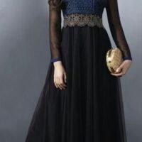 Black and Blue Georgette Embroidered Salwar Suit