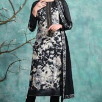 Black & White Glace Cotton Embroidered Salwar Suit