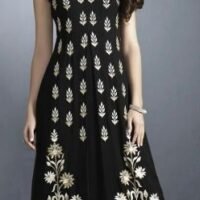 Black and Grey Georgette Embroidered Salwar Suit