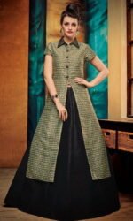 Grey & Black Designer Embroidered Lehengas