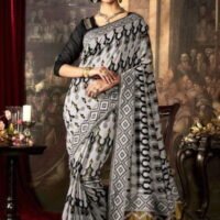 Black & Grey Silk Embroidered Sarees