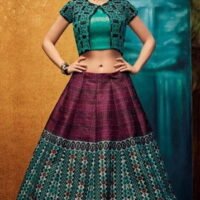 Green & Parpule Designer Embroidered Lehengas