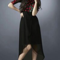 Black and Red Georgette Embroidered Salwar Suit