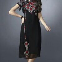 Black and Red Georgette Embroidered Salwar Suit