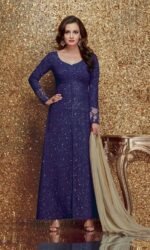 Blue Heavy Gerogette Embroidered Salwar Suit